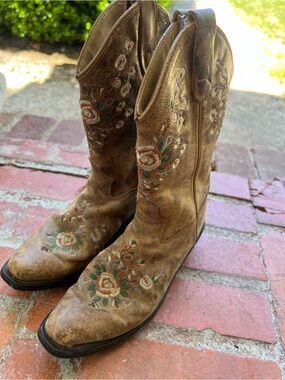 Kids Embroidered Tan Leather Shyanne Western Boots